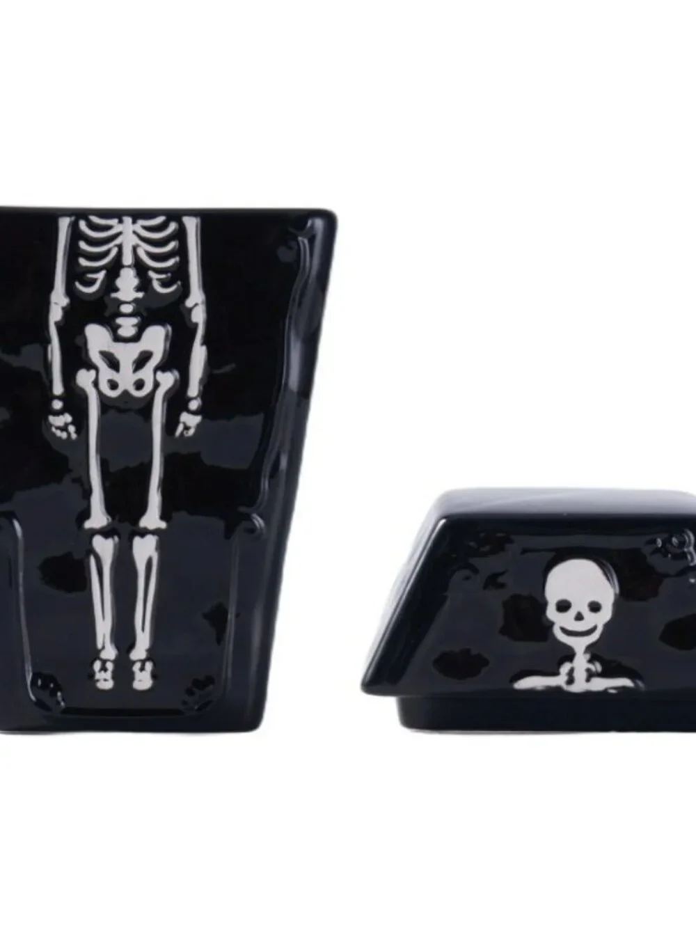 NEW Ceramic Coffin Jar Bathroom Decor Black Goth Skeleton Party Decorations Goth